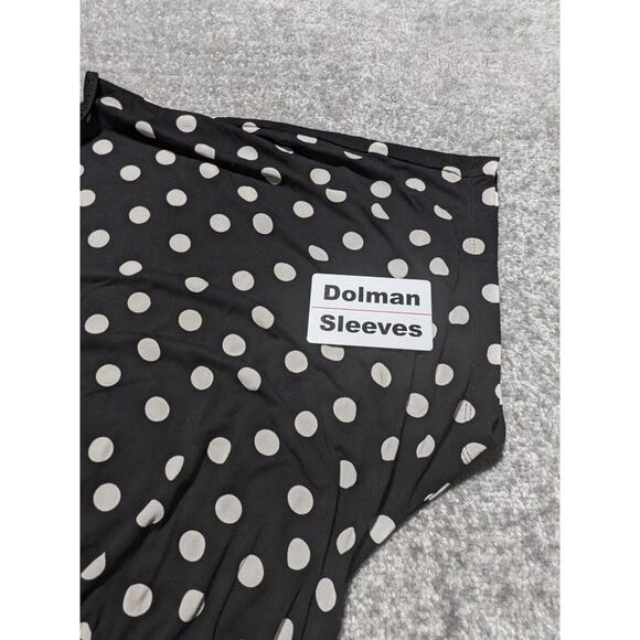 Asos Design Curve Waisted Mini Tea Dress Women Size 24 Black Polka Dot V Neck - Picture 14 of 15